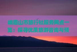 峨眉山市旅行社服务网点一览 探寻优质旅游咨询与预订机构
